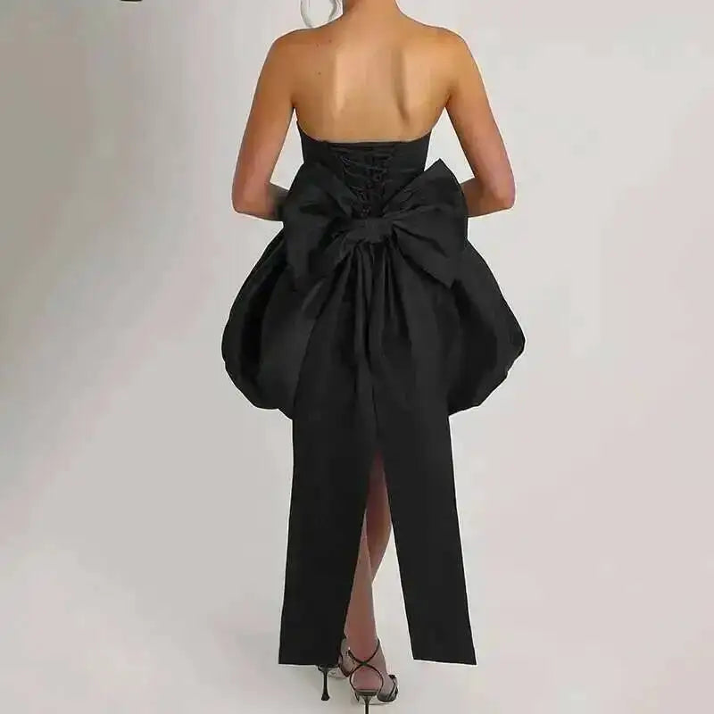 Townlike Bow Backless Sexy Party Dress Women Mini 2025 Spring Summer Dress Waist Wrap A-line Ball Gown Dresses