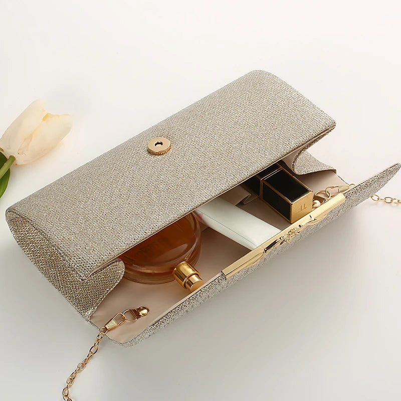 Luxury Metal Trim Clutch Bag | Elegant Party & Wedding Purse Luxegan