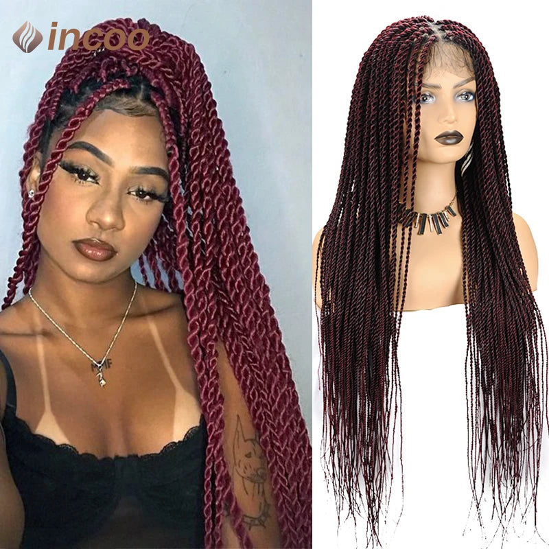 Goddess Faux Locs & Senegalese Twist Lace Front Wig | Box Braids | Full Lace Frontal | Synthetic Braids Luxegan