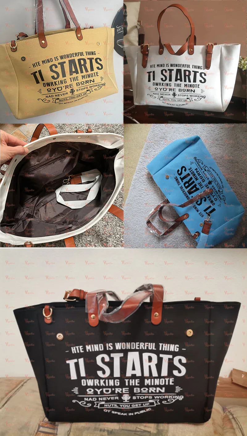 Casual Letter Design Canvas Tote | Soft Large Capacity Shoulder Bag Luxegan
