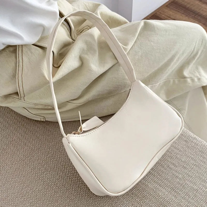 Casual One-Size Women’s Shoulder Bag | Sophisticated Armpit Portable Bag | Luxury Designer Baguette Purse | Fashion-Forward PU Leather Side Bag with Interior Slot Pocket (Model: Portable Bag) Luxegan