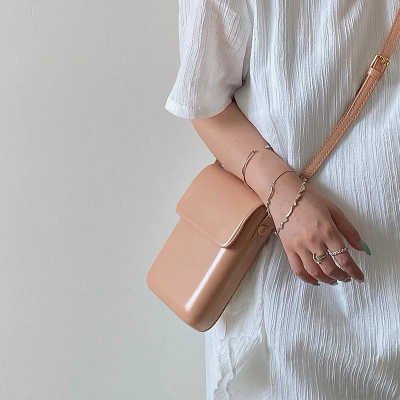 Mini PU Leather Crossbody Bag | Simple Flap Shoulder Purse Luxegan