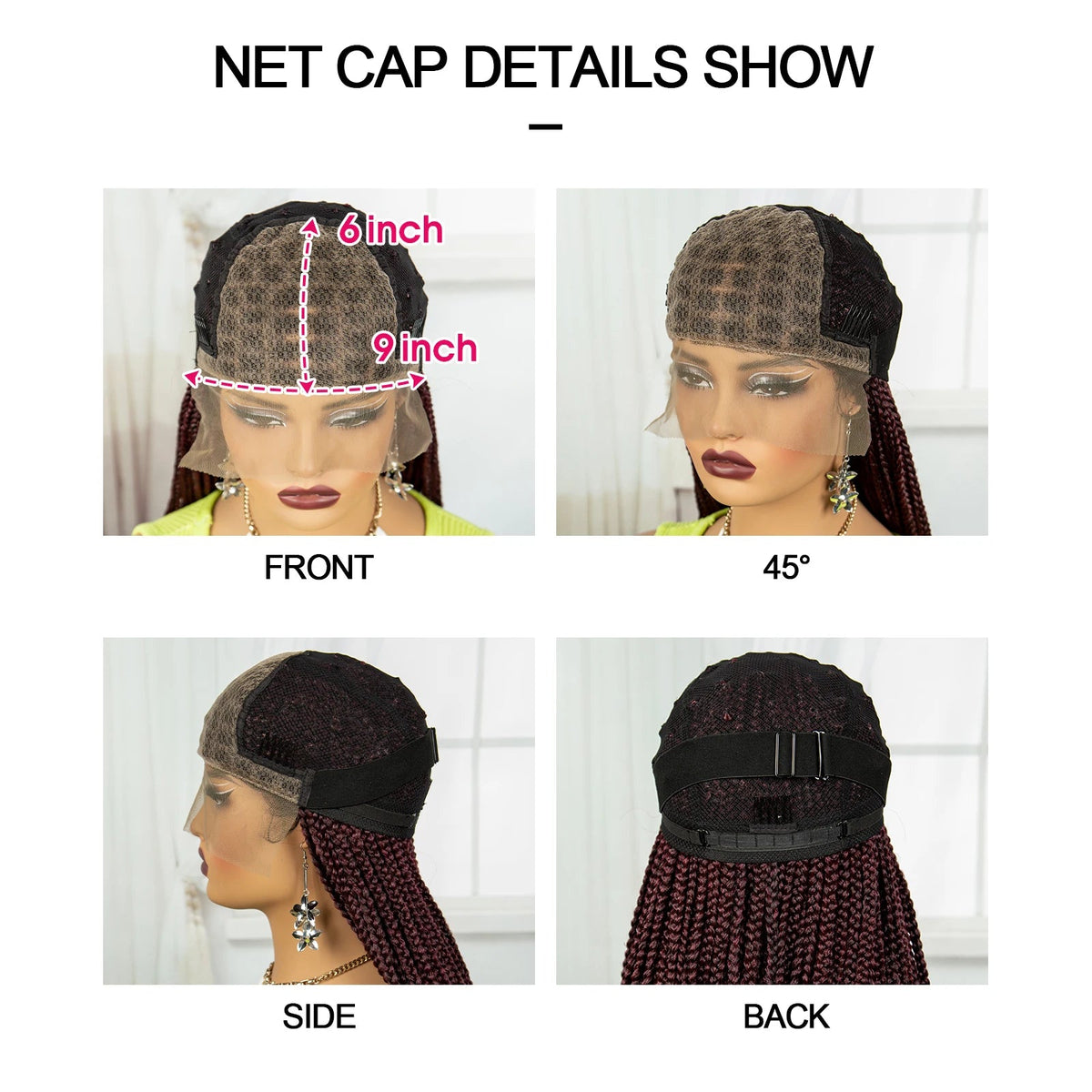 Synthetic Braided Wig Synthetic Hair Lace Front Wigs Box Braided Wigs for Black Women 36 Inches Micro Braids Wigs with Baby Hair Luxegan