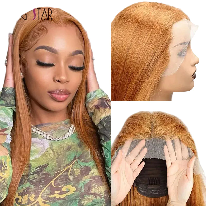 Ginger Blonde Body Wave Wig | Sophisticated 13x4 HD Transparent Lace Frontal | Elegant "Honey Ginger" Brazilian Human Hair | "Dignified" 16–32 Inch Pre-Plucked Remy Hair for Radiant Versatile Styling Luxegan