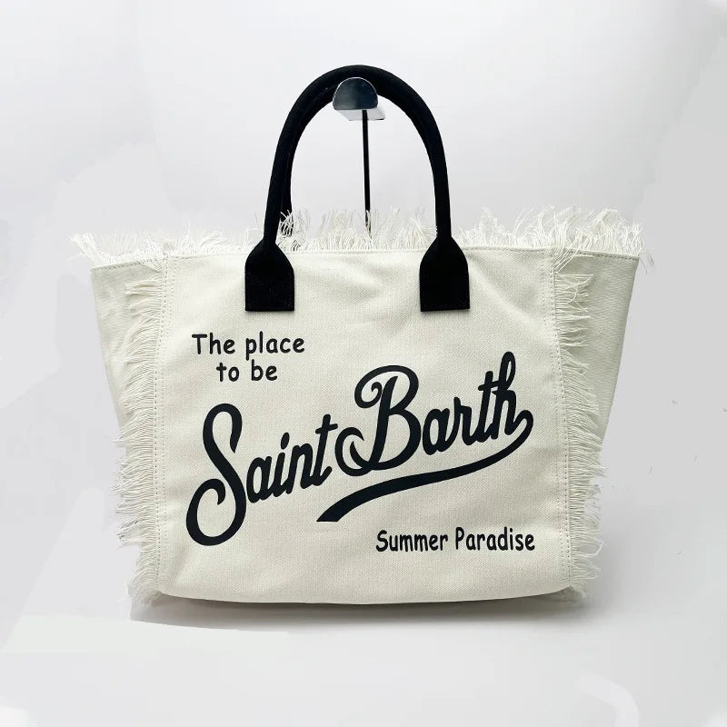 New Large Capacity Leisure Travel Bag | Handmade Canvas Tote with Tassel & Zipper Luxegan