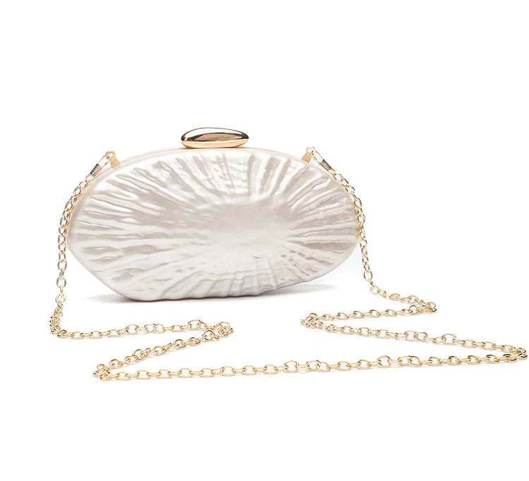 Sparkling Acrylic Shell Clutch | Elegant Rhinestone Evening Bag Luxegan