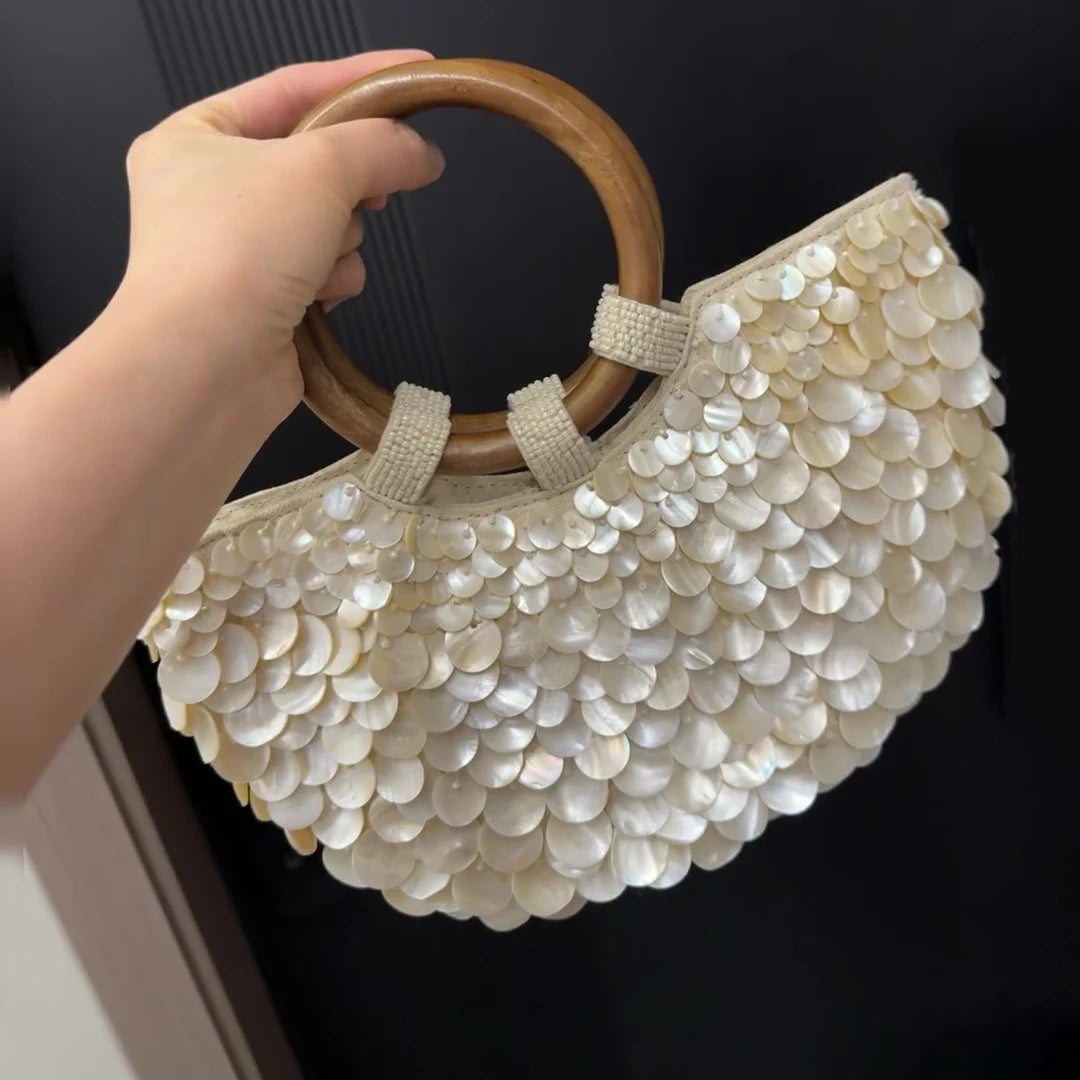 Pure Handmade Natural Shell Bag | New Niche Design Summer Vacation Beach Bag & French Heavy Industry Fashion Ladies Handbag Luxegan