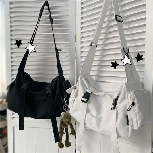 Unisex Solid Color Canvas Messenger Bag | Large Capacity Student Crossbody & Shoulder Handbag (Four Seasons) Luxegan