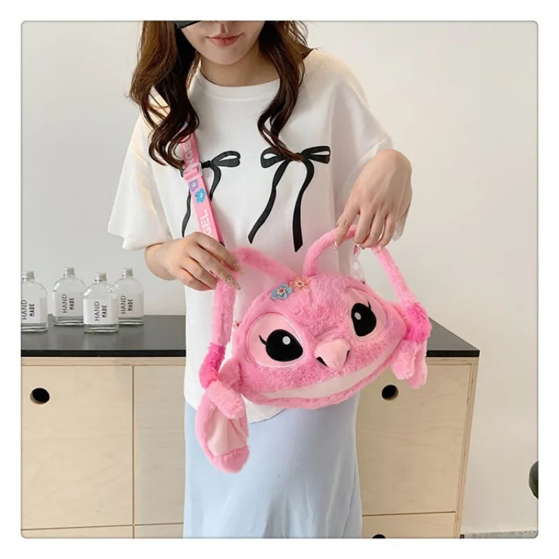 New Disney Cartoon Stitch Plush Backpack | Girls Cute Ins Shoulder Messenger Bag (Parent-Child Gift) Luxegan