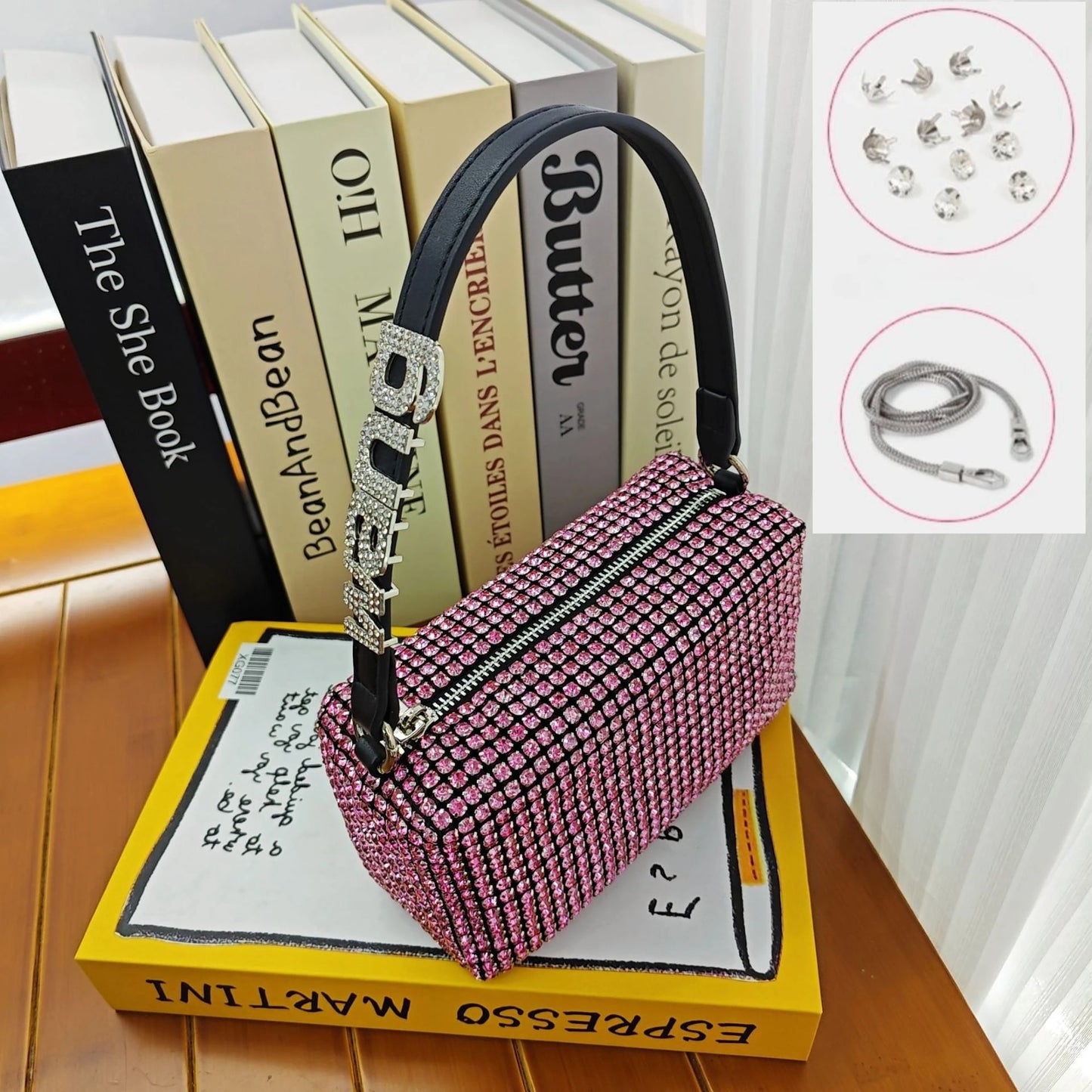 Super A Rhinestone Light Luxury Bag | Women's Summer High-End Texture Messenger & Portable Dinner Bag (Shiny Full Diamond Crossbody) Luxegan