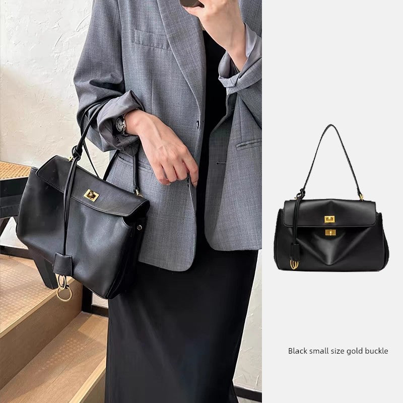 Rodeo Smooth Calfskin Tote Bag | Medium Horizontal Square Crossbody Satchel | Lazy Style Pure Color Leather Handbag Luxegan