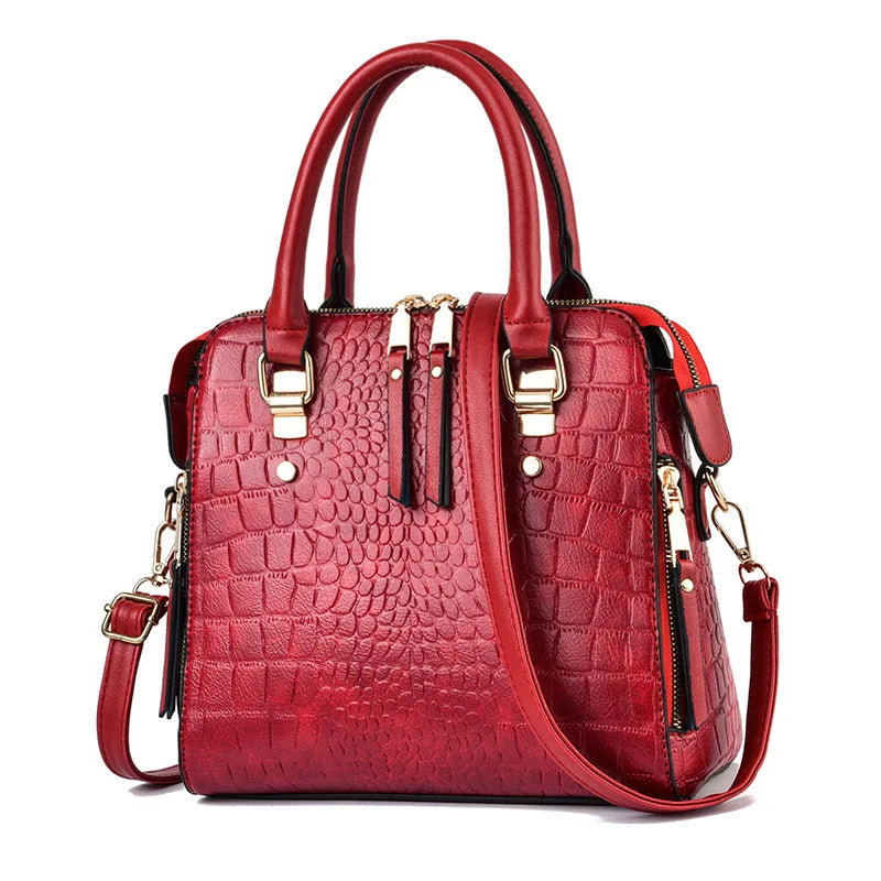 Luxury Crocodile Pattern Handbag | PU Leather Tassel Shoulder Bag Luxegan