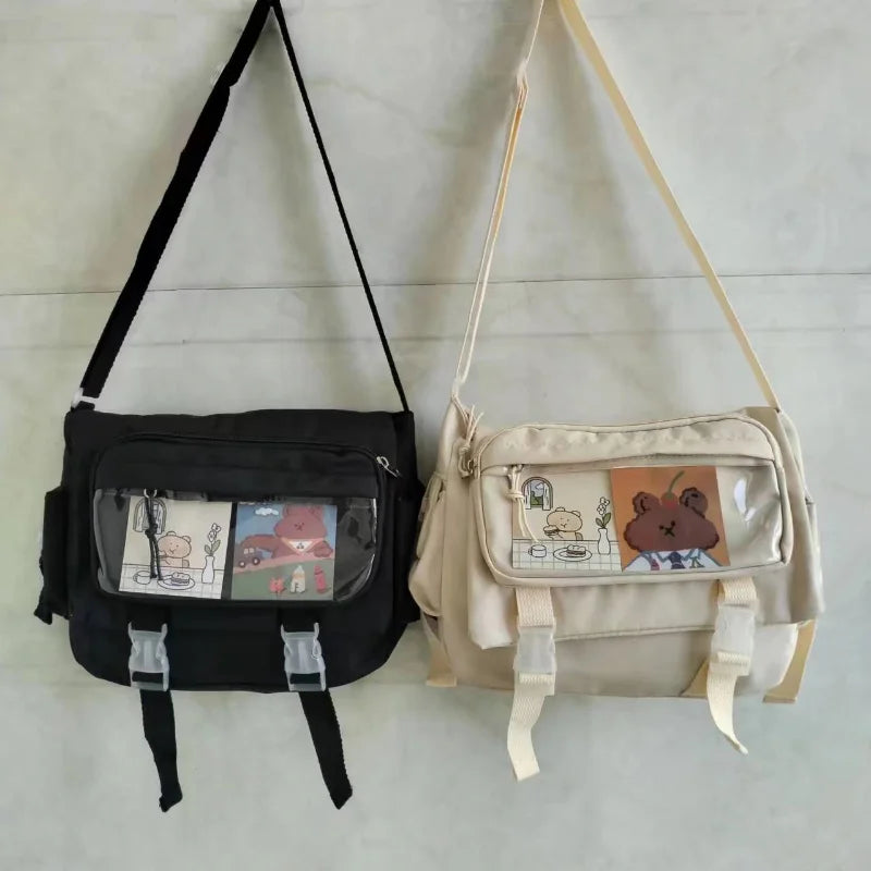 Japanese Harajuku Style Canvas Messenger Bag | Large Capacity Student Tote Luxegan