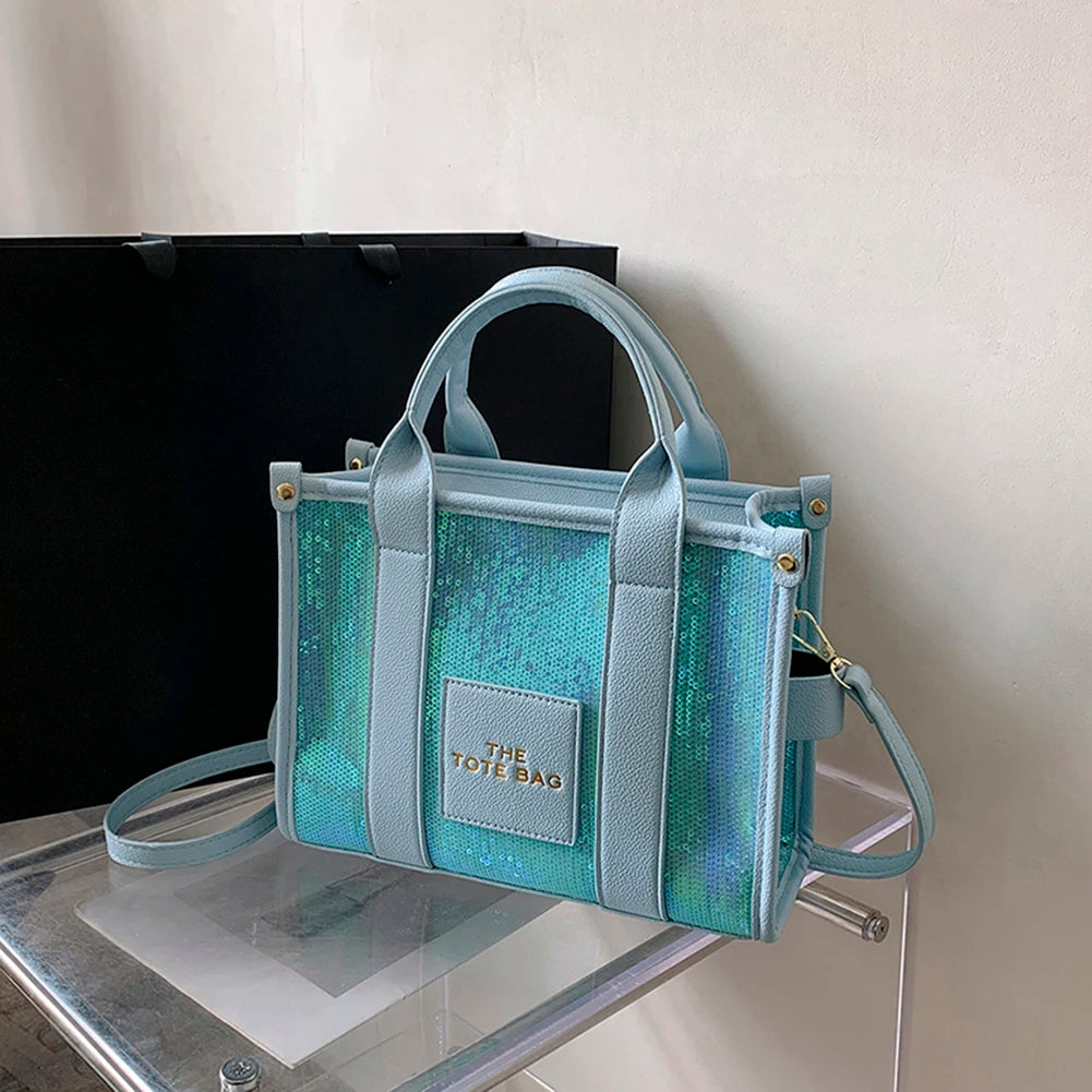 The Tote Bag: Luxury Designer Leather Handbag with Glitter & Sequins Luxegan