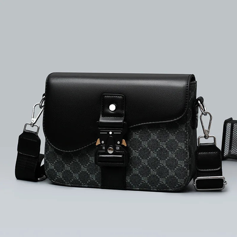 Luxury Floral Saddle Crossbody Bag | Sophisticated "Flap Hasp" Silhouette | High-End Men's Fashion Messenger Bag | "Dignified" High-Performance PU Leather Sling for Radiant Versatile Styling Luxegan
