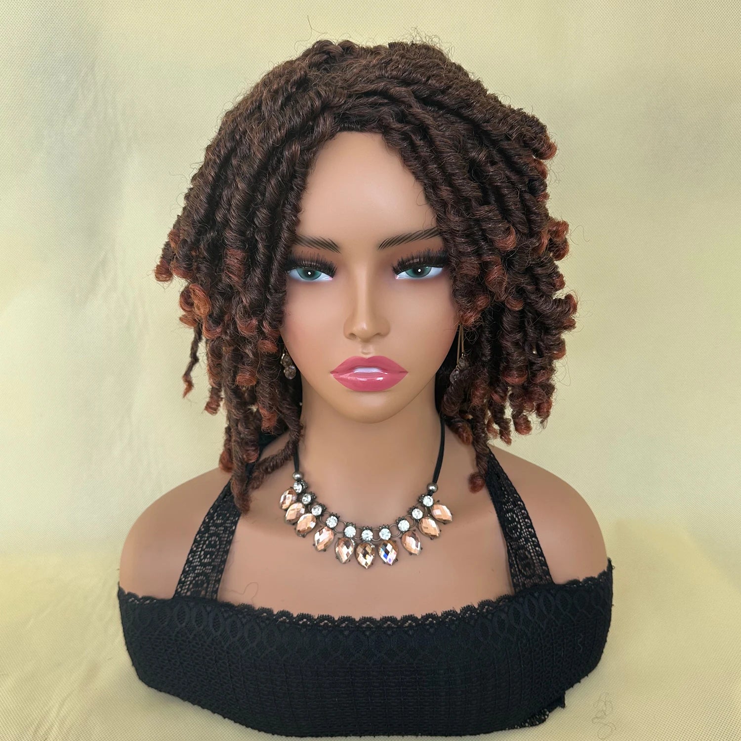 Afro Bob Faux Locs Wig | Crochet Twist Braids | Short Dreadlocks Wig | Synthetic Braided Wig