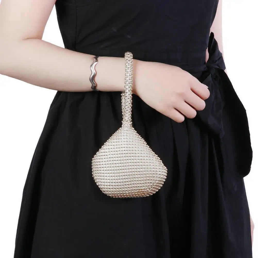Sparkling Silver Diamond Mini Evening Clutch | Crystal Shiny Handbag & Wristlet Luxegan