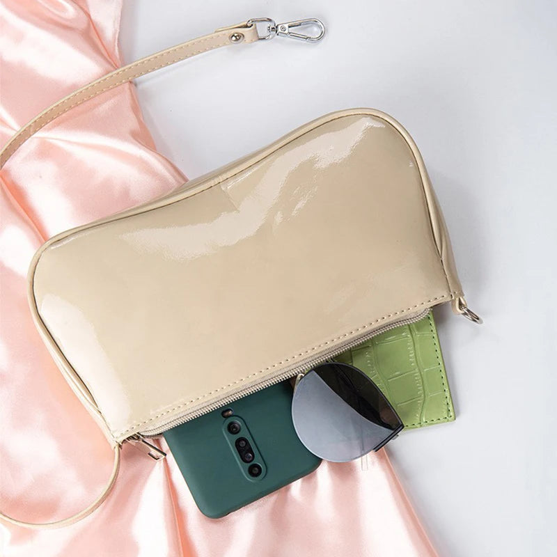 Retro Solid Color PU Leather Shoulder Bag | Fashionable Women's Casual Designer Hobo Underarm Handbag (Baguette Shape, All Seasons) Luxegan