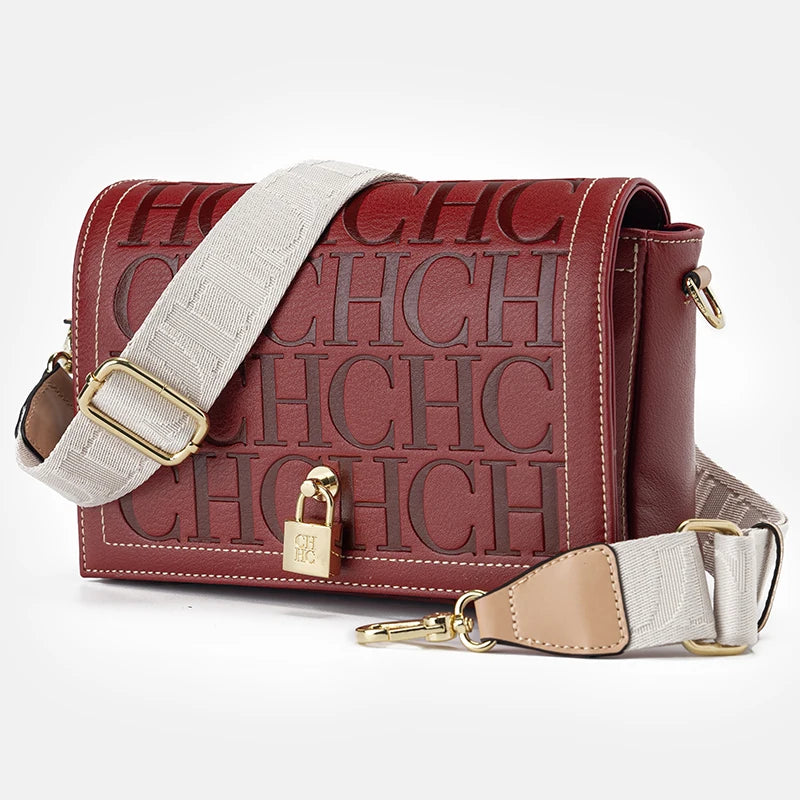 Elegant Letter Print Crossbody Bag | Niche Designer Satchel Luxegan