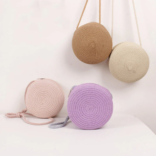 Round Straw Bag | Women's Woven Beach Crossbody Bag & Handmade Knitted Small Handbag Luxegan