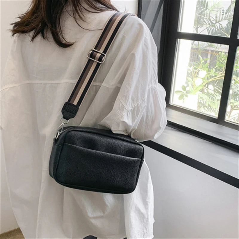 Wide Strap Women's Crossbody Bag | Solid Ladies Handbags & Luxury Square Shoulder Sling Luxegan