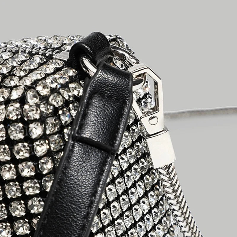 Fashion Banquet Dinner Diamond Bag | High-End Shiny Full Diamond Hand Armpit Shoulder & Crossbody Bag with Chain Luxegan