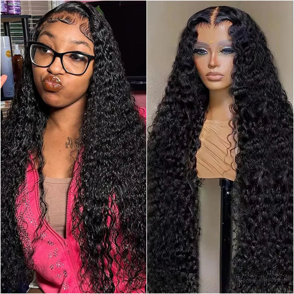 Ultra-Long Deep Wave HD Lace Frontal Wig | Sophisticated 13x6 Human Hair Water Curly Silhouette | Elegant "5x5 Lace Closure" Option | "Dignified" Pre-Plucked Brazilian Wigs for Radiant Versatile Styling Luxegan