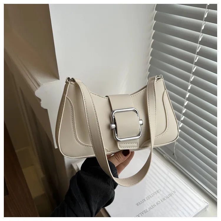 Women's Shoulder Bag | Fashionable Solid PU Leather Handbag & Casual Crossbody Purse