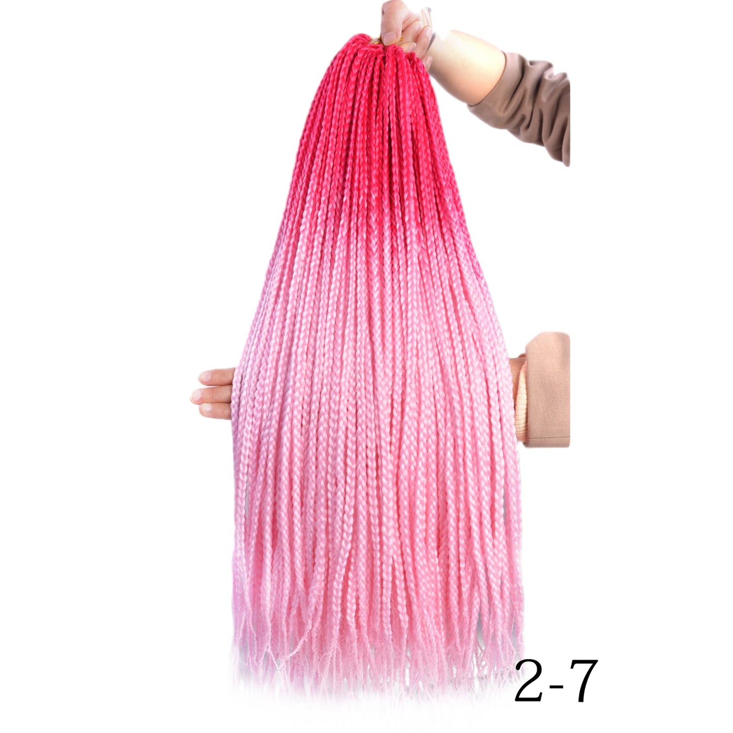 24-Inch Long Ombre Box Braids Crochet Hair - Pre-Looped Synthetic Braiding Hair Extensions - High Temperature Fiber 22 Strands/Pack Piano Color Crochet Braids for Women & Girls (27 Colors Available)