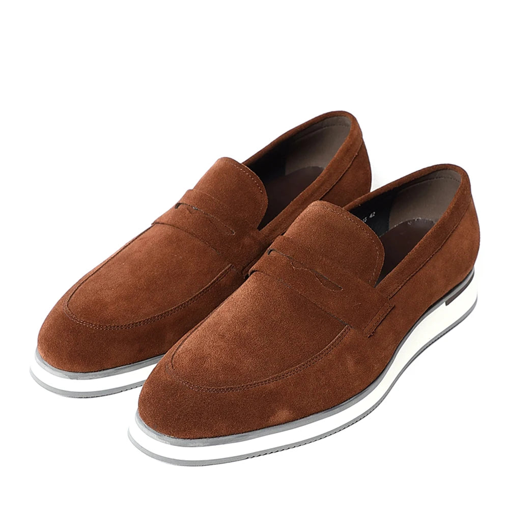Classic Luxury Men's Cow Suede Penny Loafers | Genuine Leather Slip-on Casual Business & Social Flats Luxegan