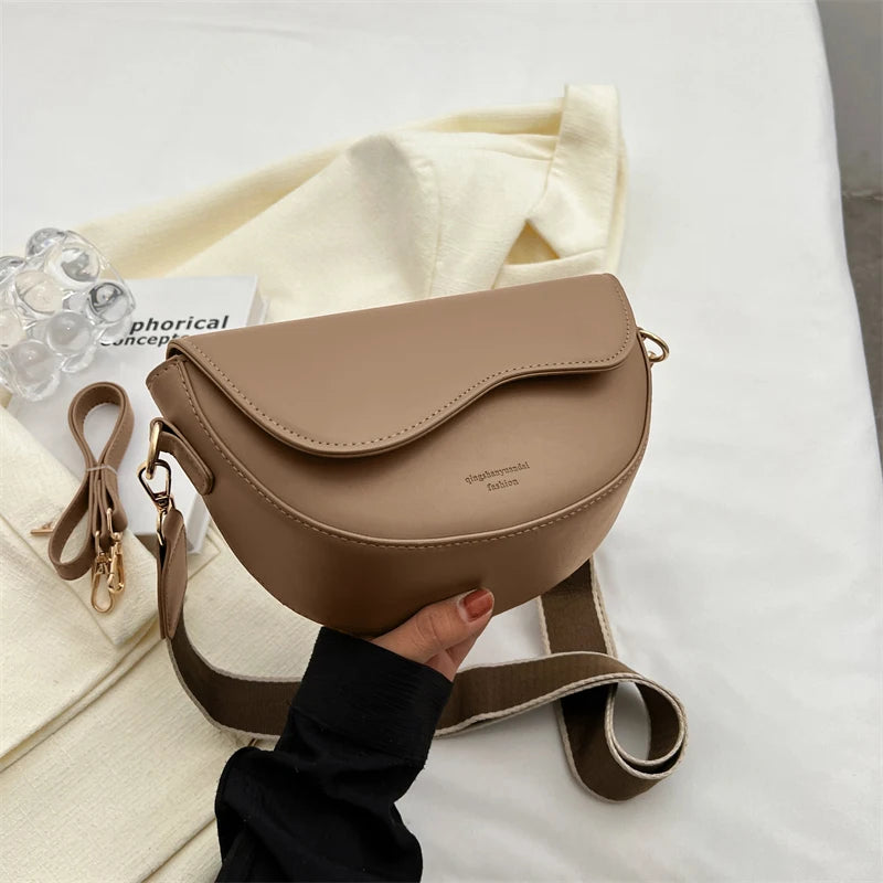 Small Leather Saddle Bag | Vintage Underarm Handbag & Chain Crossbody Purse Luxegan