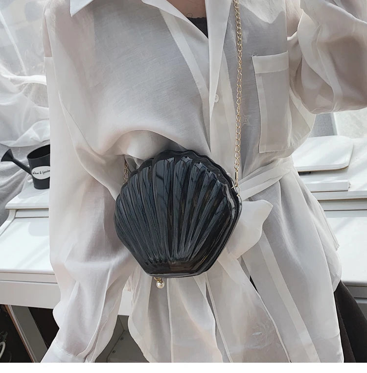 PVC Sequined Shell Crossbody Bag | Cute Chain Shoulder & Phone Money Pouch Luxegan