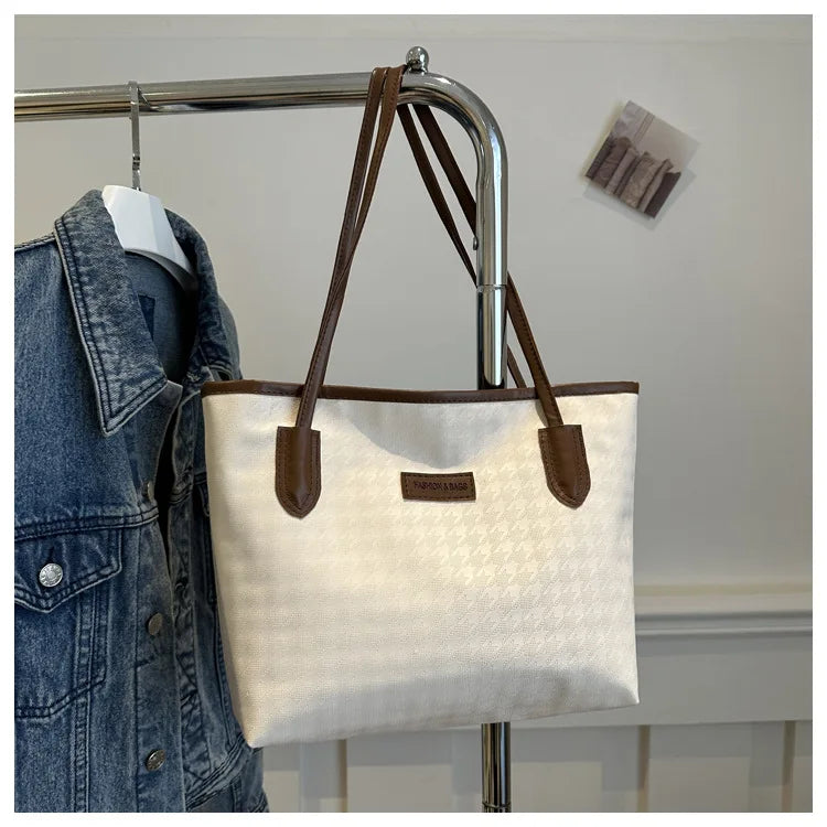Retro Bag New Fashion Commuter Shoulder Bag | Large Capacity PU Leather Handbag (Casual Tote, Popular Gift, All Seasons)