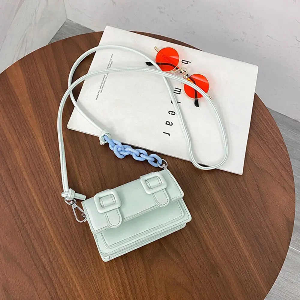 Mini Chain Crossbody Bag | Yellow PU Leather Shell Purse Luxegan
