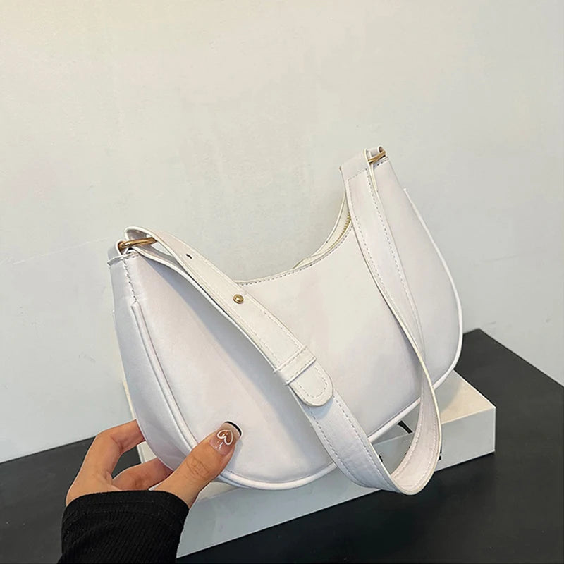 Luxury Designer PU Leather Underarm Bag | Fashion Women's Solid Color Pleated Clutch & Shoulder Hobo Tote Bag Luxegan