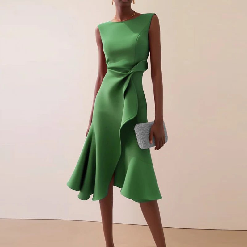 Women's Sleeveless Ruffle A-Line Dress Luxegan