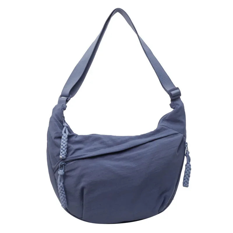 Canvas Solid Casual Tote | Soft Korean Simplified Large Capacity Dumpling Bag Luxegan