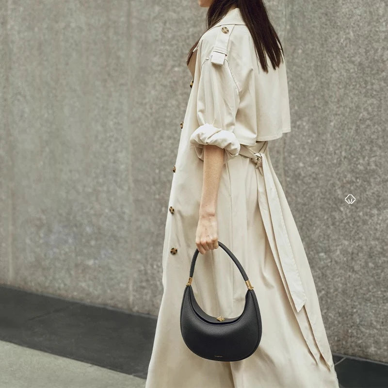 High-end Moon Bag | Light Luxury Leather Versatile Handbag & Messenger Bag Luxegan