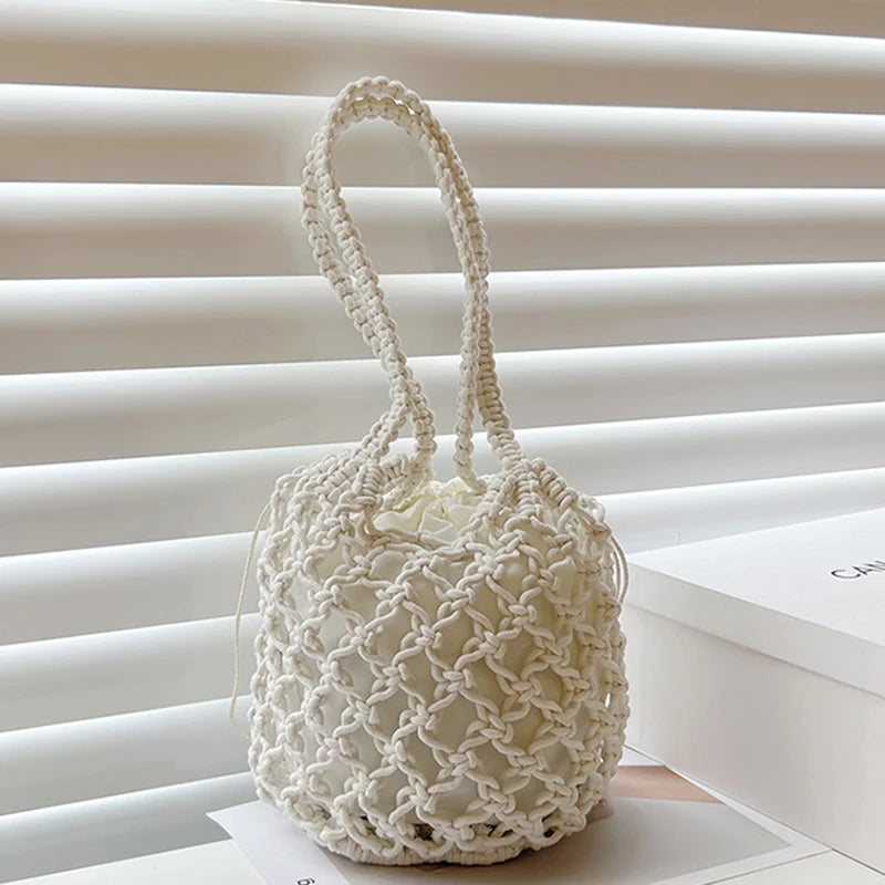 Small Design Straw Woven Bag Women New Summer High Grade Handbag | Water Bucket Bag Hot Selling Westernized Beach Crossbody Bag Luxegan
