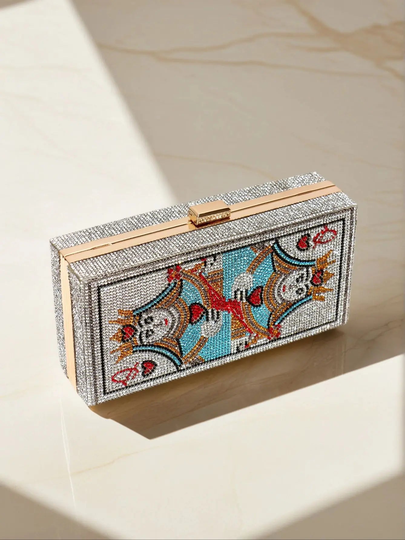 Diamond Flap Glitter Clutch Bag | Sophisticated Striped Rhinestone Evening Purse | Elegant Acrylic Fashion