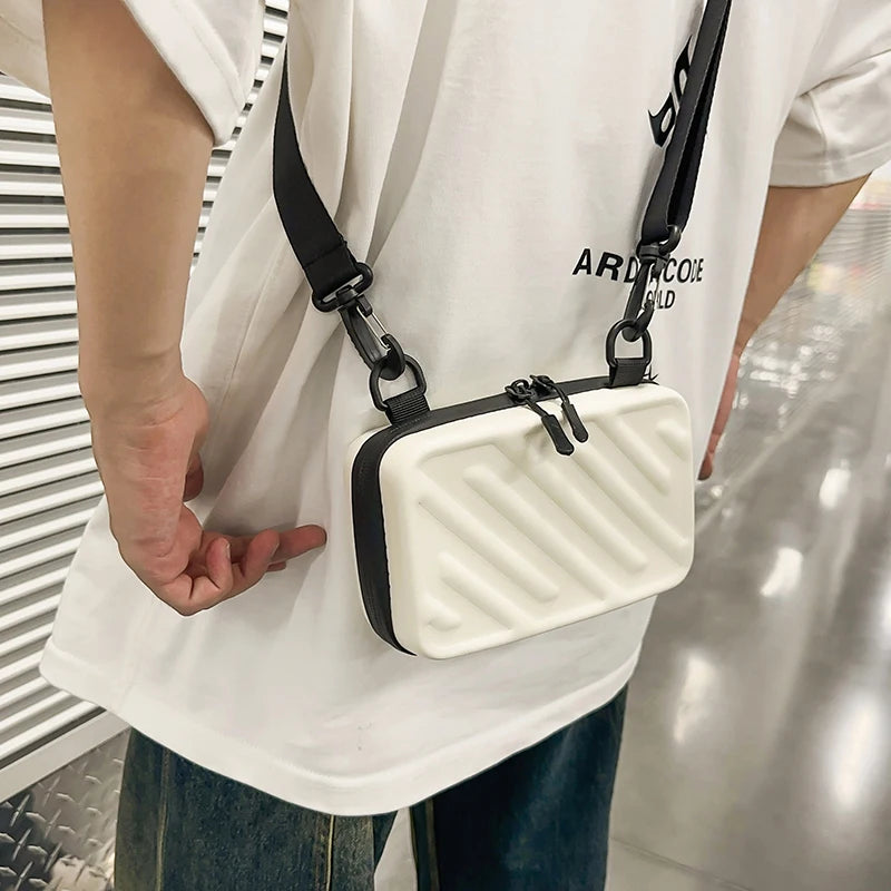 Diagonal Striped Box Bag | Unisex Messenger & Shoulder Bag Luxegan