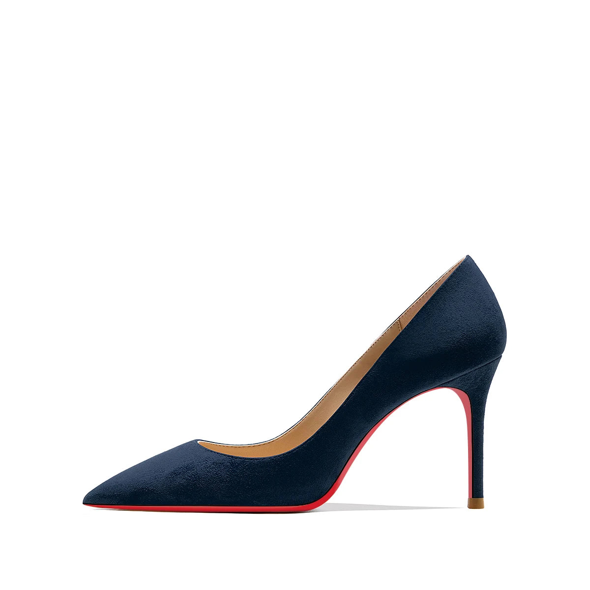 Autumn New Women's Suede High Heels | Sophisticated Red Shiny Bottom Pumps | Elegant "Handmade Flannel" Silhouette | "Dignified" Fashionable Temperament Shallow Wedding Shoes for Radiant Versatile Styling Luxegan