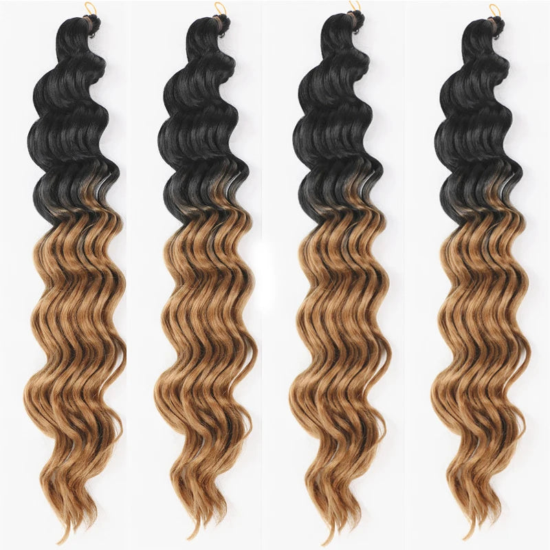 20" Deep Curly Crochet Braiding Hair | Deep Wave Bulk Synthetic Braid Extensions | 23 Colors