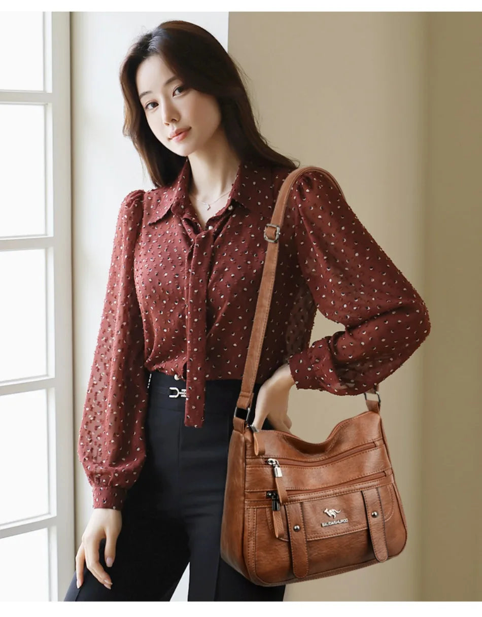 Luxury Designer PU Leather Messenger Bag | High-Quality Sequined "Letter" Crossbody for Women | Versatile Four-Season Flap Shoulder Bag with Triple Interior Pockets Luxegan