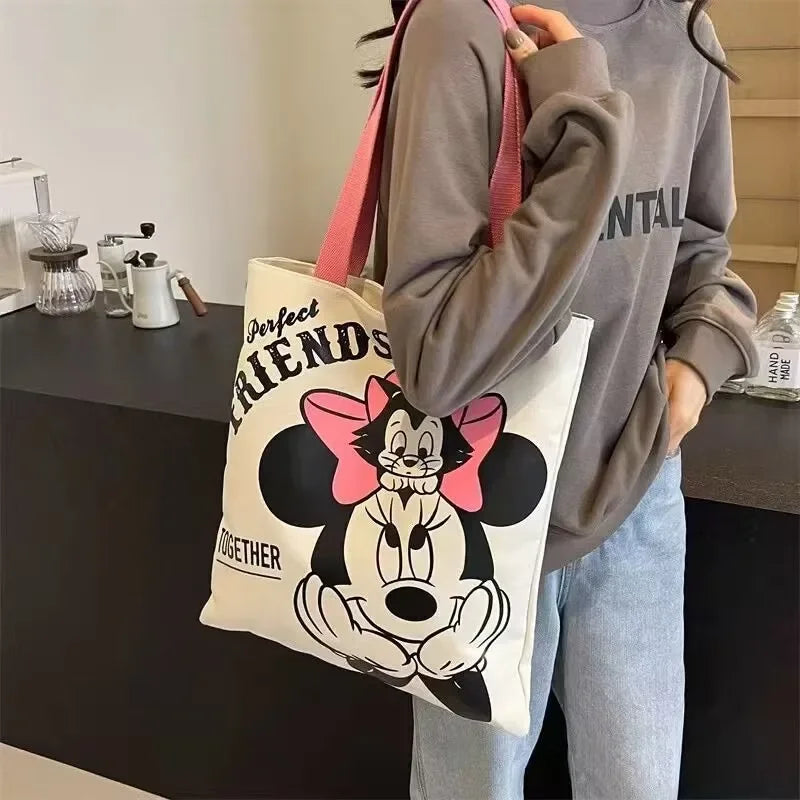 Disney Mickey and Minnie Canvas Bag | Large Capacity Shoulder Bag & Mommy Bag Luxegan