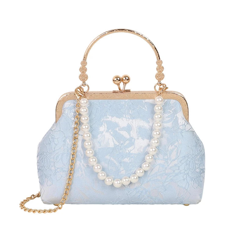 Vintage Classic Lace Bag | Pearl Evening Bags, Wedding Shell Lock Bags & Women's Handbags Luxegan