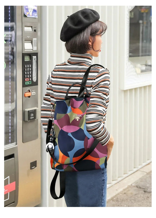 Fashion Women's Oxford Cloth Backpack | Lightweight School Bag for Teenage Girls | Trendy Ladies Travel Bagpack with Ribbon Decoration | Stylish Daily Mochila Feminina Luxegan