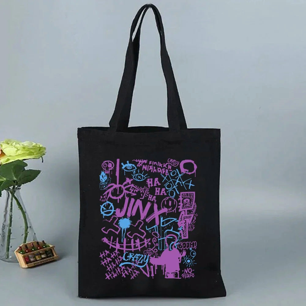 Anime Arcane-Jinx Print Canvas Bag | Reusable & Foldable Shoulder Tote Luxegan
