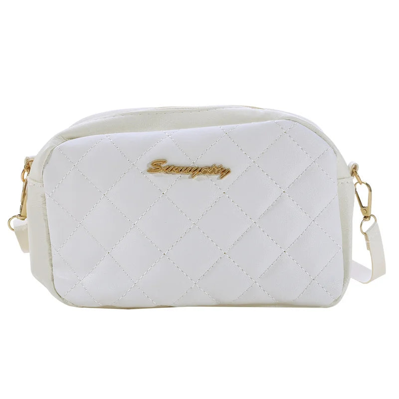 Women's Square Single Shoulder Bag | Solid Color PU Handbag & Female Fashion All-match Messenger Bags (Casual Phone Bag) Luxegan