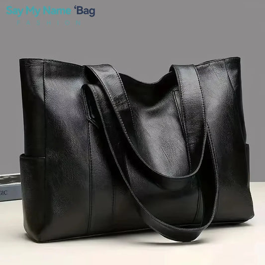 Women PU Leather Large Capacity Shoulder Bag Crossbody Hand Tote  Fashion Vintage Versatile Leather Bag Square Shape Handbag